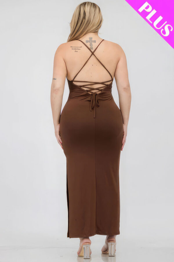 Plus Size Crisscross Back Split Thigh Maxi Dress Basics