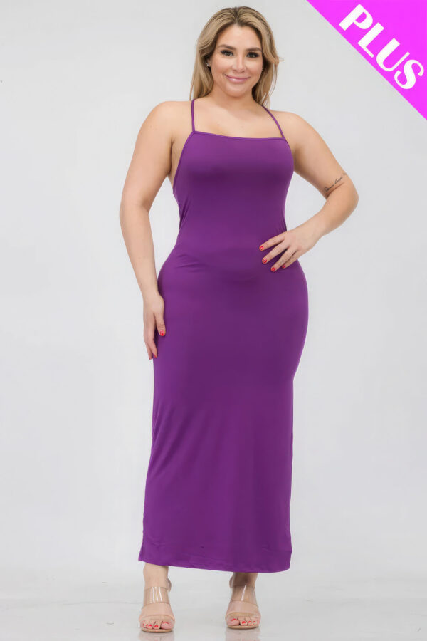 Plus Size Crisscross Back Split Thigh Maxi Dress Basics