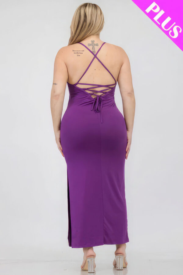 Plus Size Crisscross Back Split Thigh Maxi Dress Basics