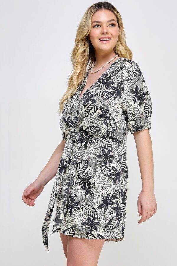 Plus Botanical Print Front Tie Dress Dresses