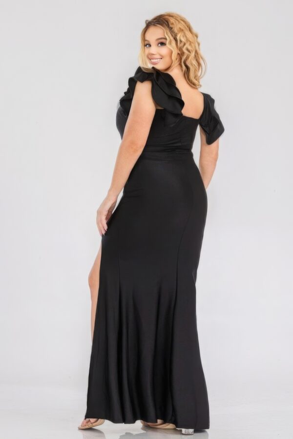 Plus Satin Strech Ruffle Paty Maxi Dress Dresses