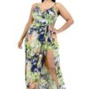 Plus Tropical Leaf Print Surplice Maxi Dress Dresses