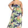 Plus Tropical Leaf Print Surplice Maxi Dress Dresses