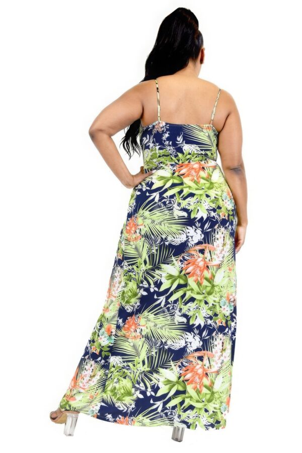 Plus Tropical Leaf Print Surplice Maxi Dress Dresses