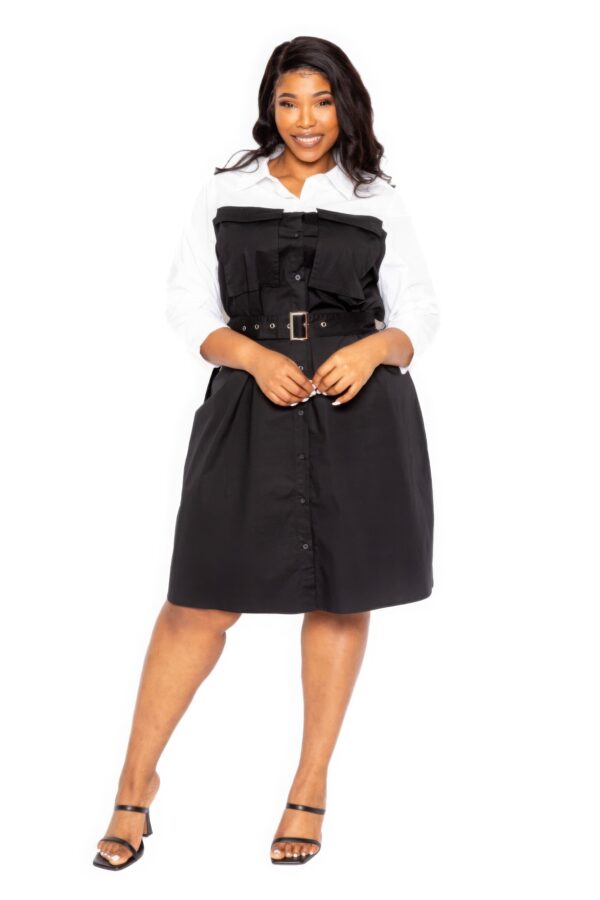 Contrast Shirt Dress With Pockets Dresses