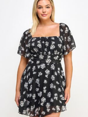 Plus Size Floral Chiffon Dress Dresses