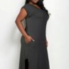 Plus Size Hidden Pocket Batwing Sleeve V Neck Long Dress Dresses