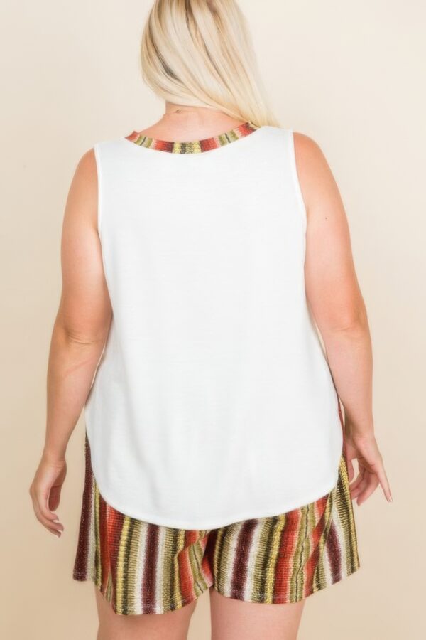 Plus Size Solid Sleeveless French Terry Tank Top Tops