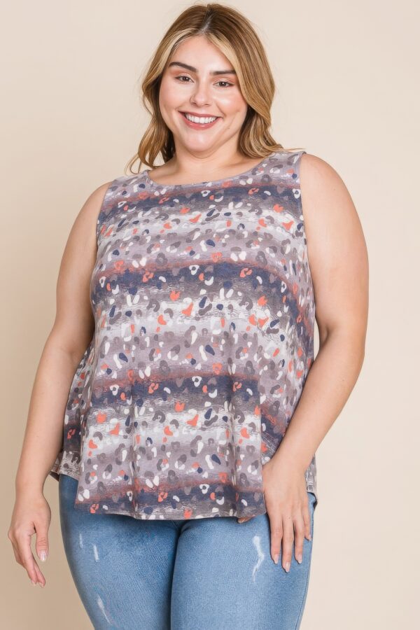 Plus Size Multi Tie Dye Animal Printed Tunic Tank Tops