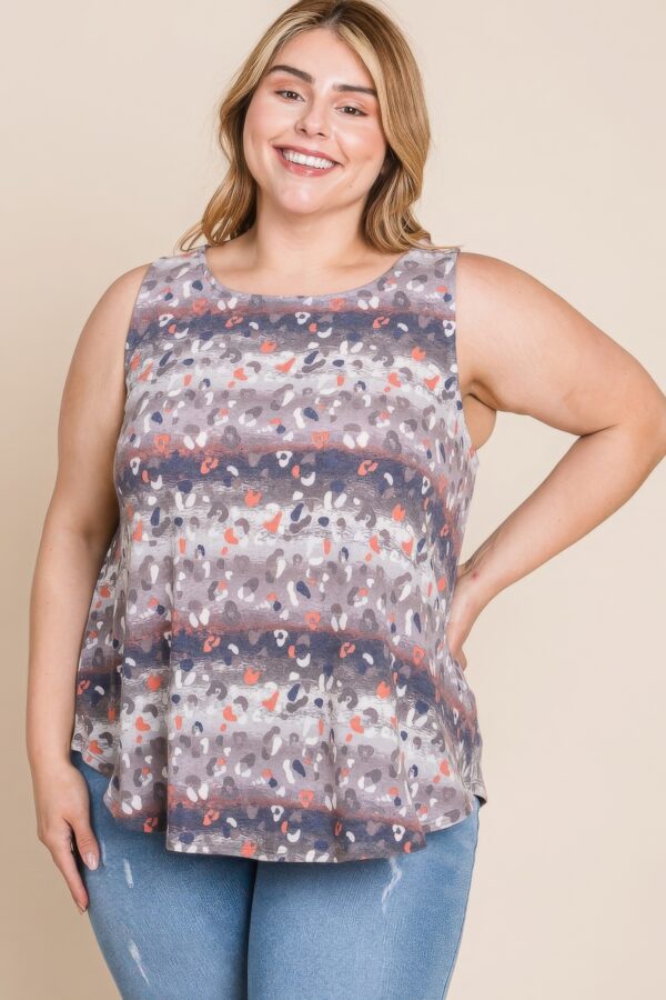 Plus Size Multi Tie Dye Animal Printed Tunic Tank Tops