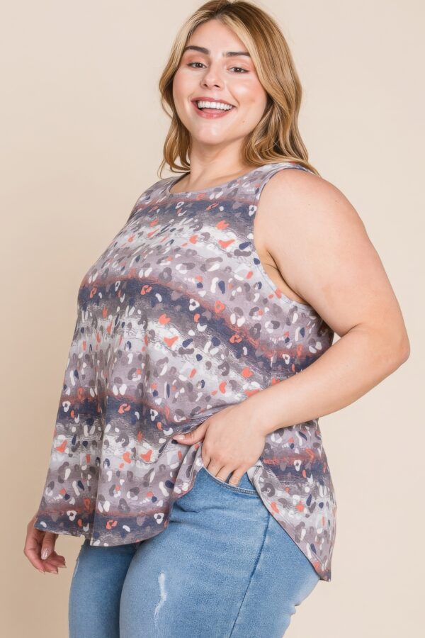 Plus Size Multi Tie Dye Animal Printed Tunic Tank Tops