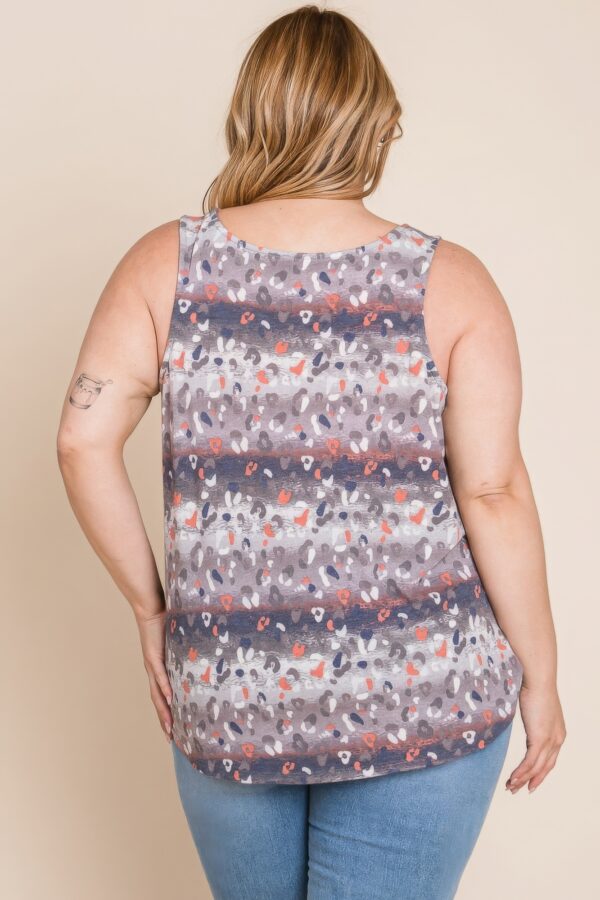 Plus Size Multi Tie Dye Animal Printed Tunic Tank Tops