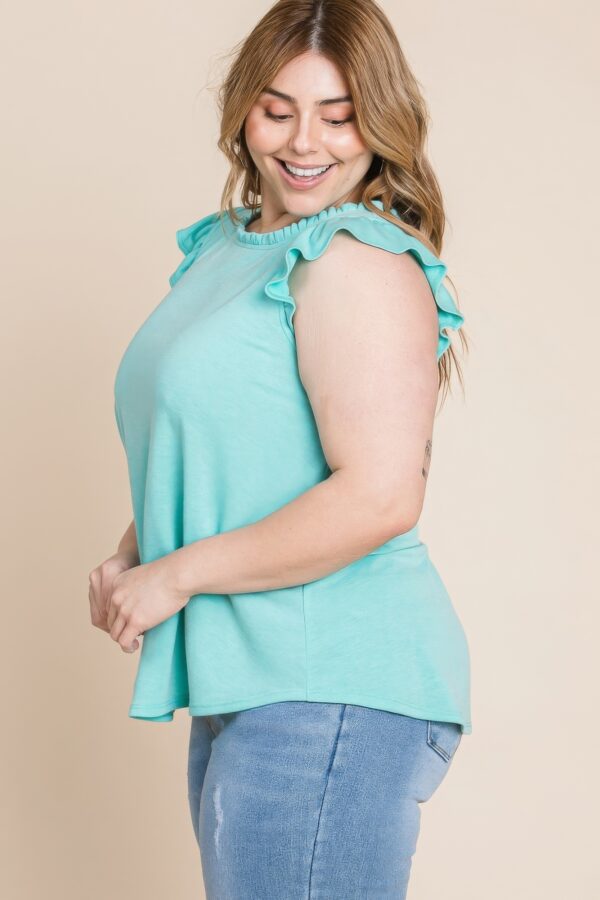 Plus Size Solid French Terry Basic Casual Top Tops