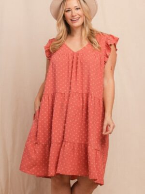 Dot Jacquard Babydoll Tiered Dress Dresses