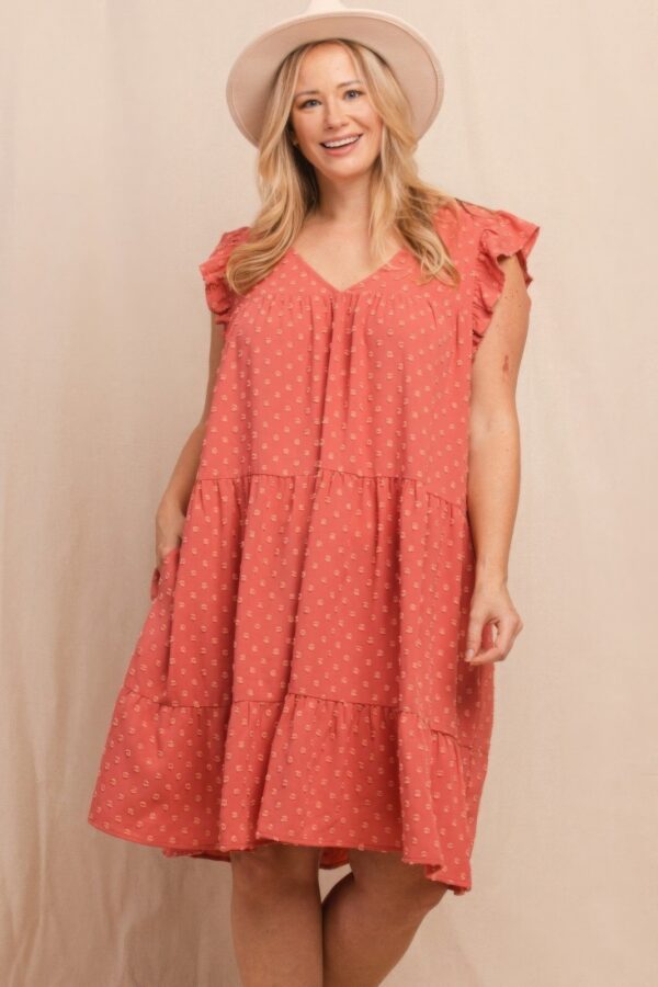 Dot Jacquard Babydoll Tiered Dress Dresses