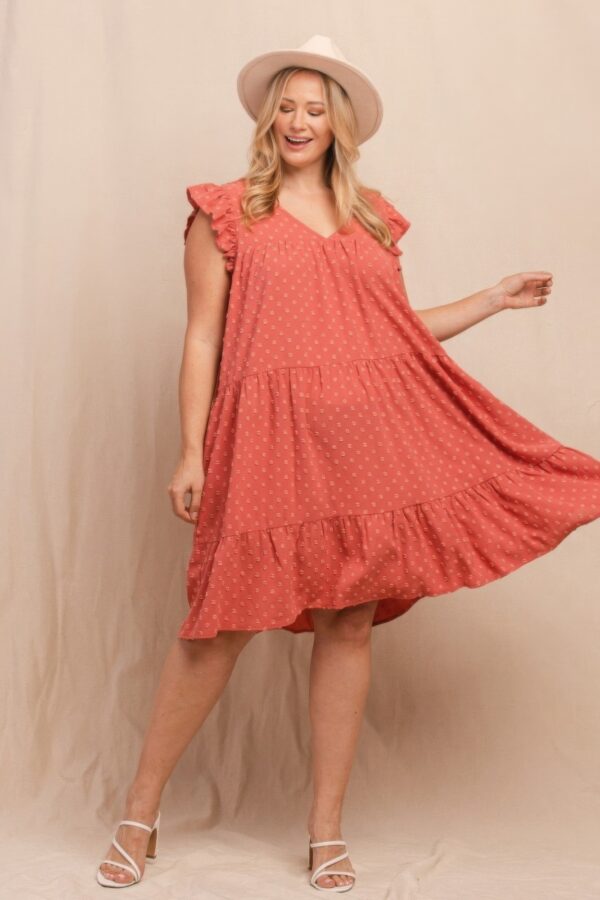 Dot Jacquard Babydoll Tiered Dress Dresses