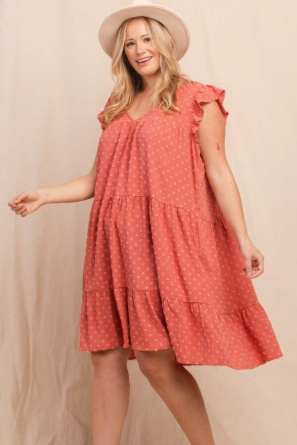 Dot Jacquard Babydoll Tiered Dress Dresses