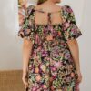 Plus Floral Printed Center Tie-back Mini Dress Dresses