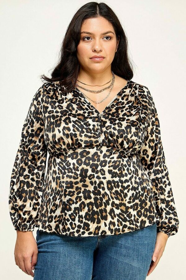 Satin Animal Babydoll Blouse Tops