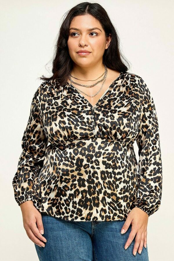 Satin Animal Babydoll Blouse Tops