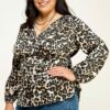 Satin Animal Babydoll Blouse Tops