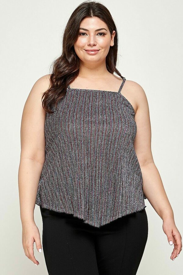 Metallic Stripe Handkerchief Plus Size Top Tops