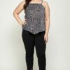 Metallic Stripe Handkerchief Plus Size Top Tops