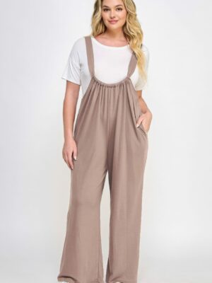 French Terry Wide Leg Jumpsuit Overalls Rompers