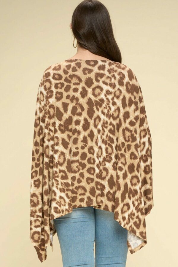 Animal Printed Rayon Span Poncho Tops