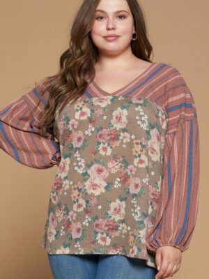 Floral Printed Knit Top Tops