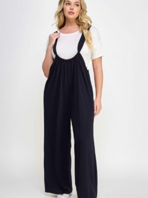 French Terry Wide Leg Jumpsuit Overalls Rompers