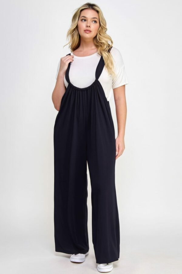 French Terry Wide Leg Jumpsuit Overalls Rompers