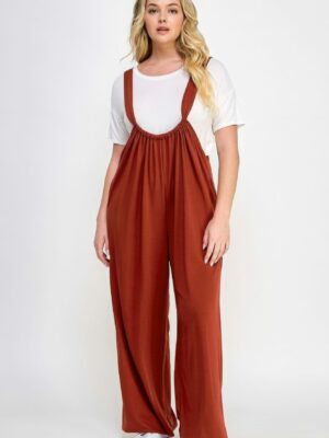 French Terry Wide Leg Jumpsuit Overalls Rompers