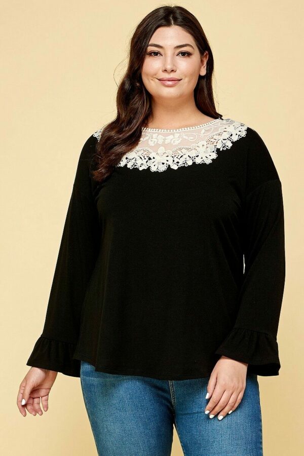 Plus Size Solid Long Sleeve Top Tops