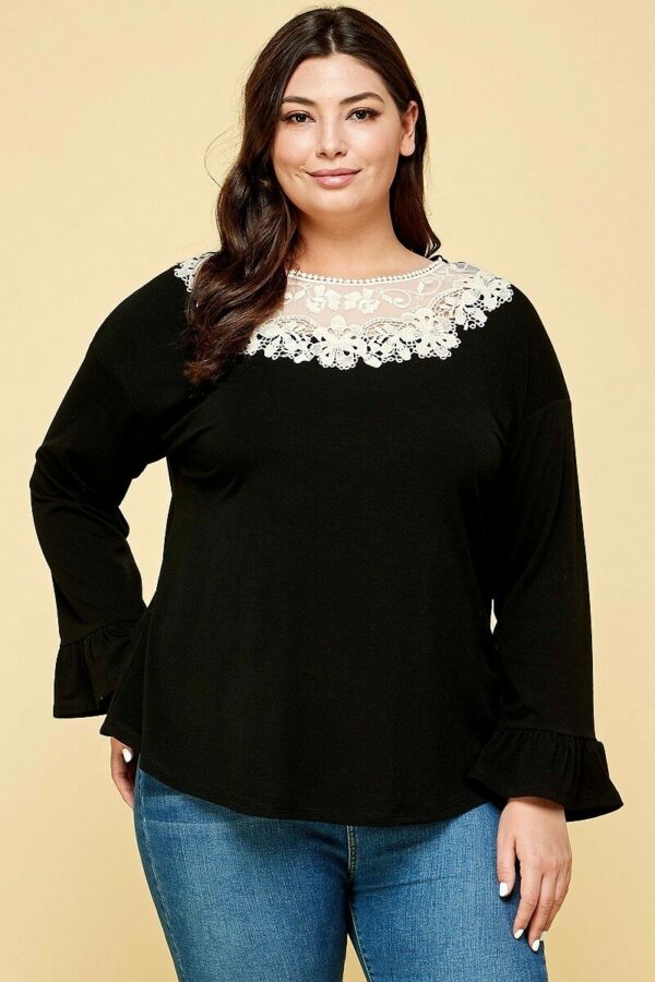 Plus Size Solid Long Sleeve Top Tops