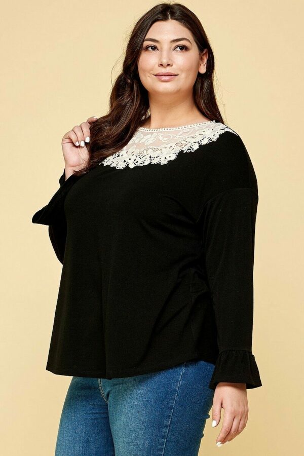 Plus Size Solid Long Sleeve Top Tops