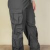 Plus Size Flap Pockets Drawstring Ruched Parachute Pants Bottoms