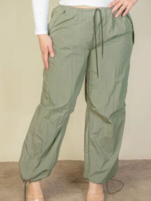 Plus Size Drawstring Waist Parachute Pants Bottoms