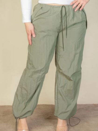 Plus Size Drawstring Waist Parachute Pants Bottoms