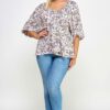 Floral V-neck Babydoll Balloon Slv Top Tops