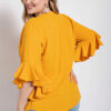 Ruffled Bell Sleeve And Front Pleated Detail Top Tops