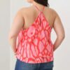 Plus Size Abstract Print Halter Ruffle Hem Top Tops