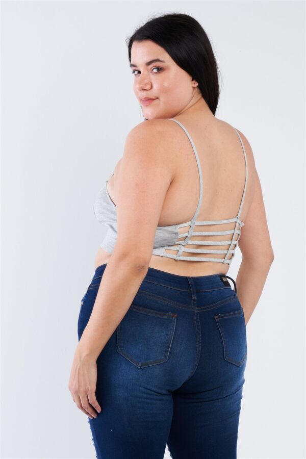 Plus Size Open Stripe Back Cami Strap Athletic Lounge Bra Tops