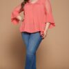 Solid Woven Babydoll Blouse Tops