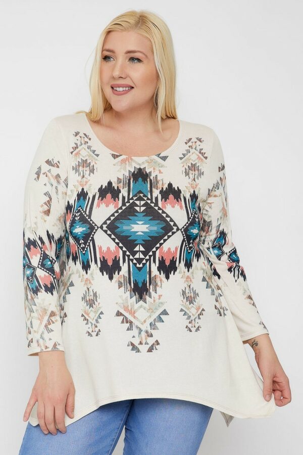 Geometric/tribal Sublimation Print Tunic Top Tops