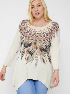 Geometric/tribal Sublimation Print Tunic Top Tops