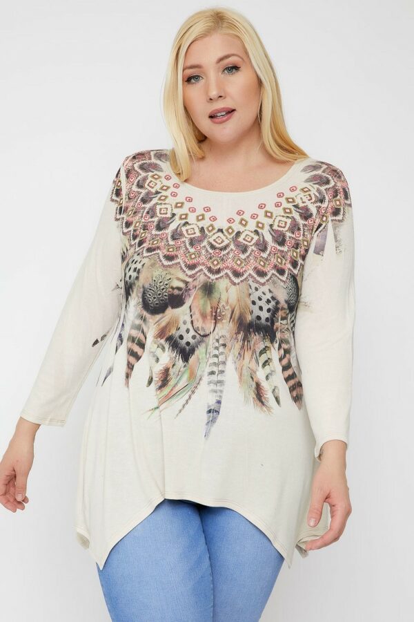 Geometric/tribal Sublimation Print Tunic Top Tops