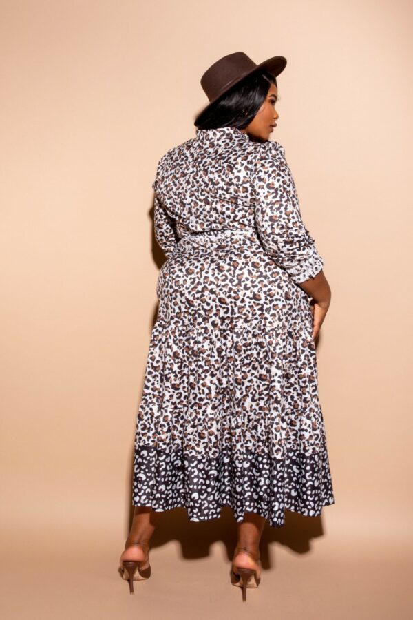 Contrast Animal Print Shirt Dress Dresses