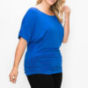 Short Sleeve Top Featuring A Round Neck And Ruched Sides Tops