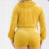 Plus Size Velour Crop Zip Up Hoodie And Shorts Set Basics